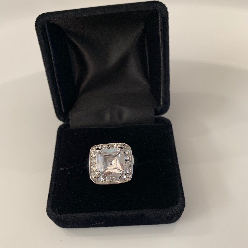 NWOT silver ring with white stone